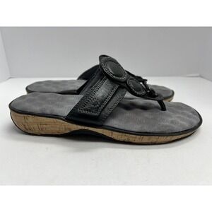 Softspots Women’s Slip On Black Cushioned Sandals Hook & Loop Strap 10 1/2 N